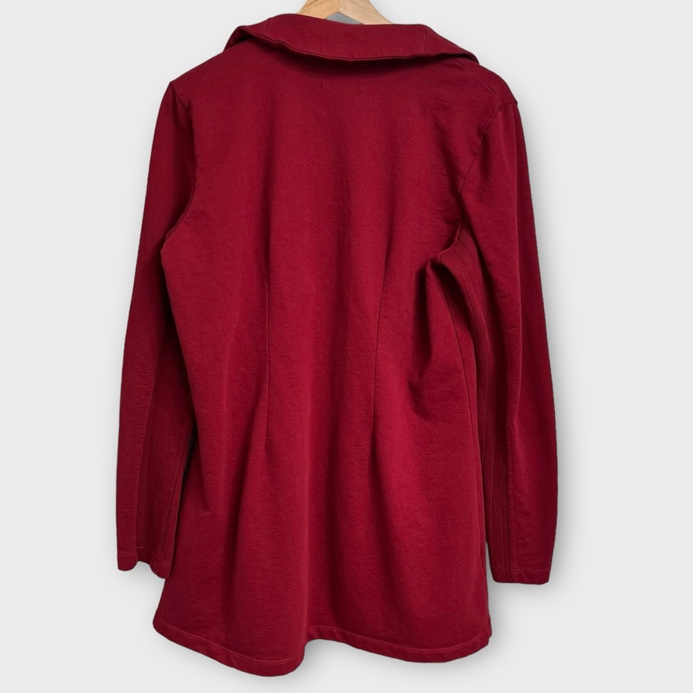 Lucky Brand Lotus Daria Button Wrap Jacket Coat Women’s Large Red Maroon - Picture 3 of 5